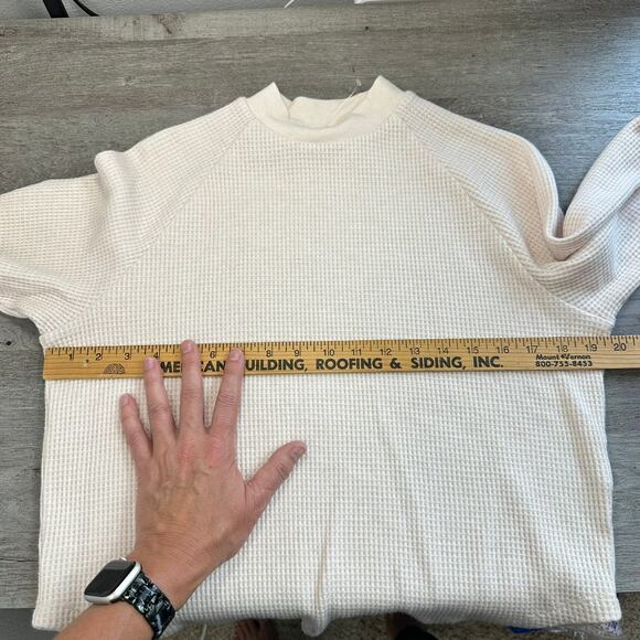 Madewell Waffle Knit Long Sleeve Crewneck Tee Pale Pink Cream M - Picture 6 of 8